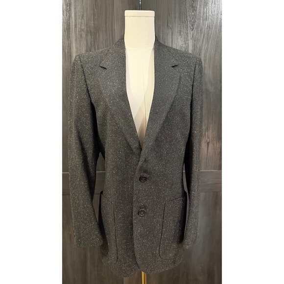 Triumph ZX Jackets & Blazers - Tweed Blazer Vintage Triumph ZX Charcoal‎ Grey Speckled Wool Blend Jacket Medium
